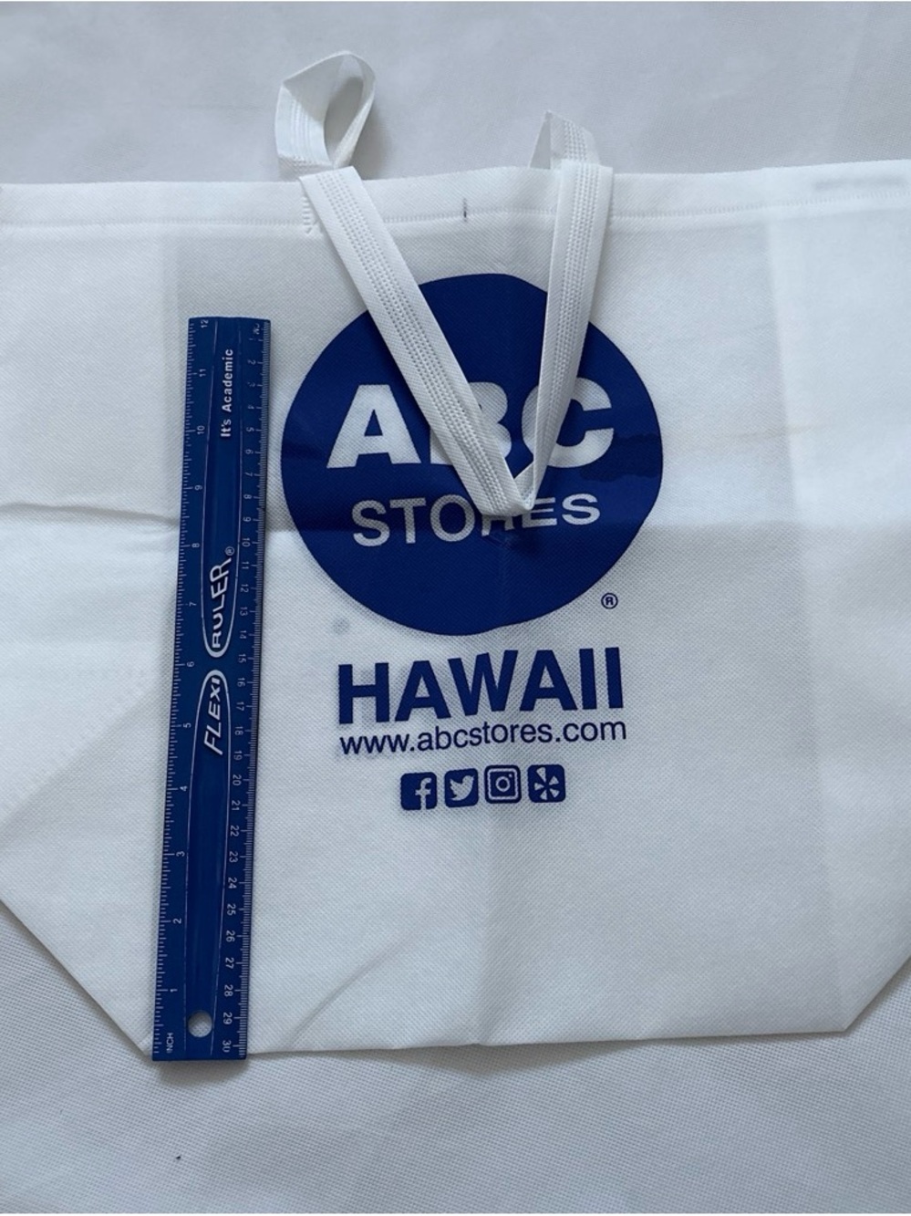ABC Stores Hawaii Reusable Tote Bag - White with Blue Logo